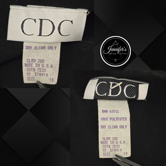 CDC Black (5) Button Split Overlay Long Sleeve Dress Size 10 - Picture 9 of 11